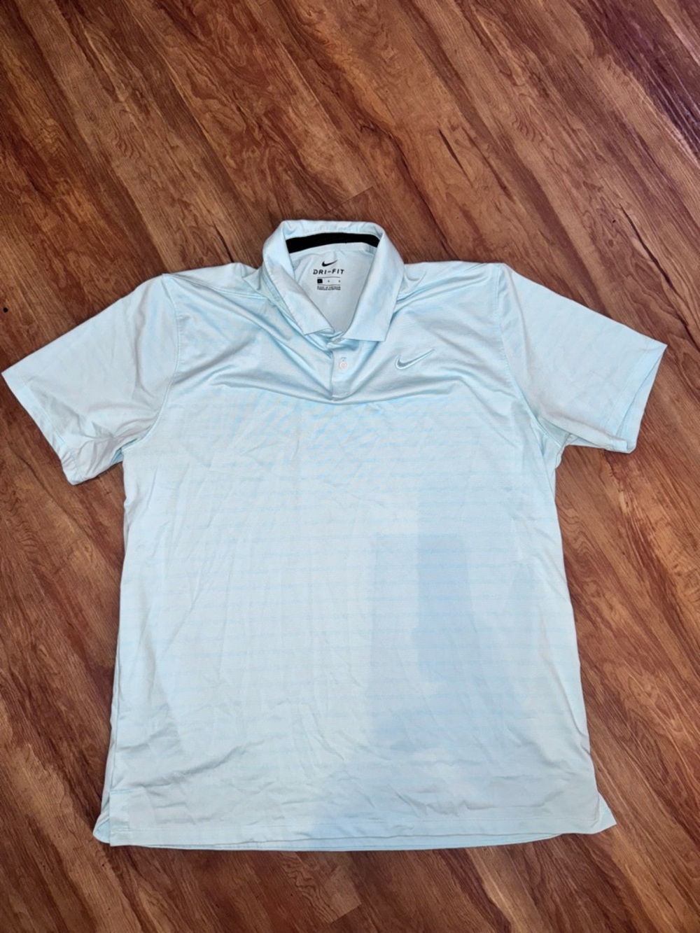 Nike Tennis Mens Polo Size Large Glacier Blue Wick Court Dri Fit Short Sleeve Sh